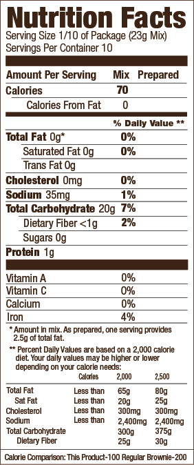 Chocolate Fudge Brownie Mix Nutrition Facts