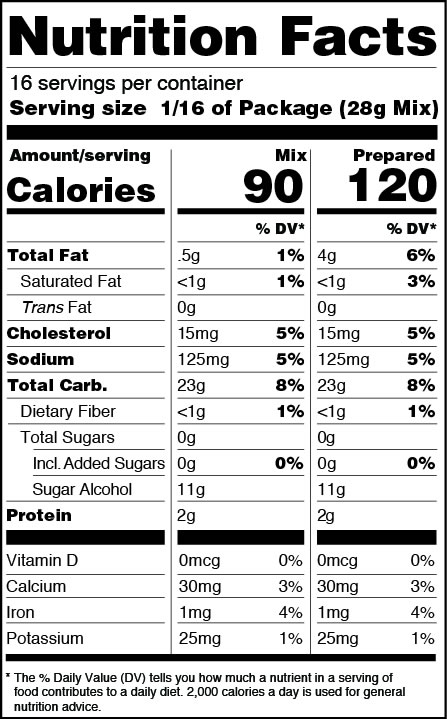 Classic Blondie Brownie Mix Nutrition Facts