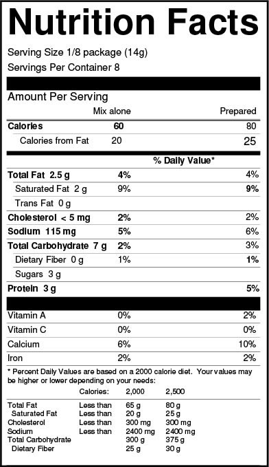 Chocolate Cheesecake Mousse Mix Nutrition Facts