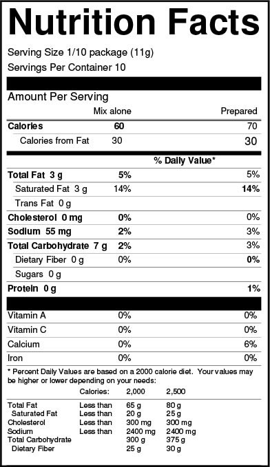 Key Lime Pie Filling and Mousse Mix Nutrition Facts