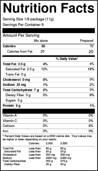 Lemon Mousse Mix Nutrition Facts