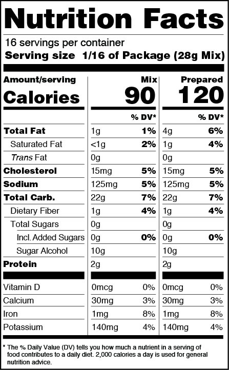 Chocolate Fudge Brownie Mix Nutrition Facts