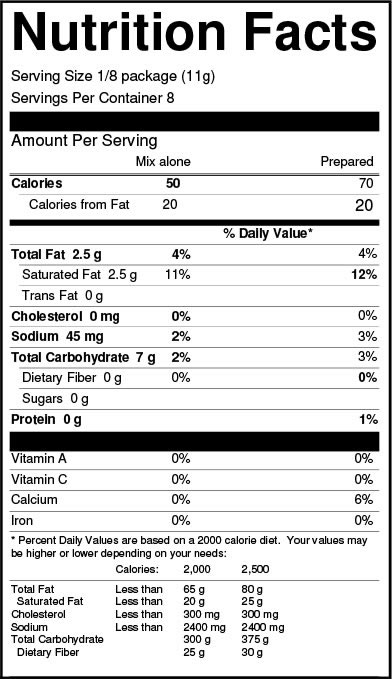 French Vanilla Mousse Mix Nutrition Facts